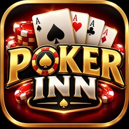 Poker Inn app icon: gold POKER INN lettering over four aces and red poker chips
